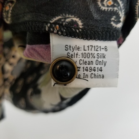 Johnny Was Womens Isolah Button Up Silk Blouse Sz XL Mixed Print Short Sleeve - Picture 8 of 8